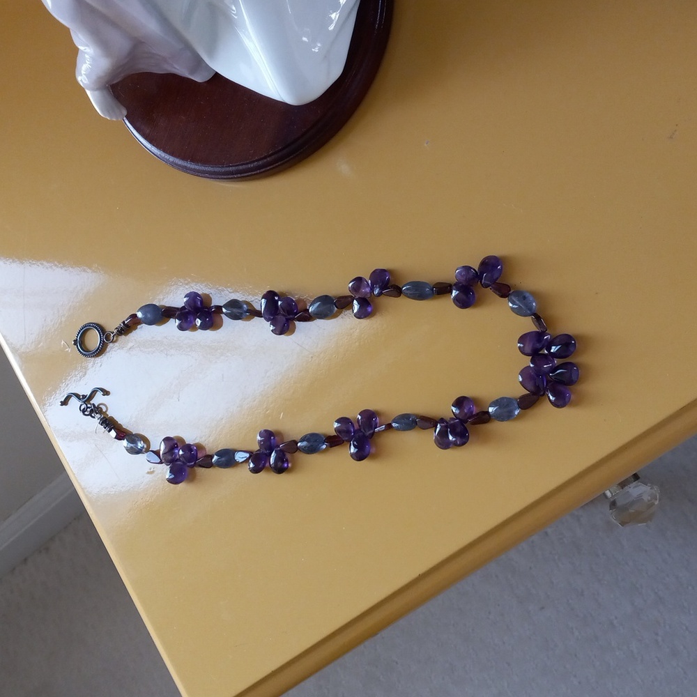 Genuine Amethyst necklace, 18" long, never worn